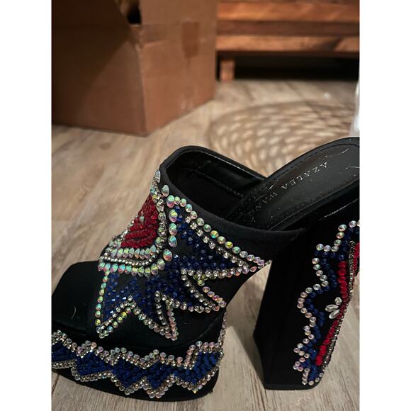 Azalea Wang Logan Women's Rhinestone Platform Sandals Multicolor Size 6 - Picture 5 of 10